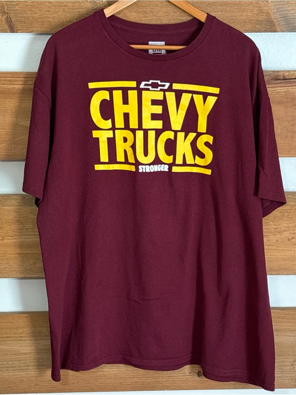 GM Chevy Truck Short Sleeve Solid Mauve w/Yellow Graphic Print Men's Size 2XL